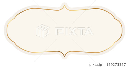 Ornate gold frame in beige color. Vintage decorative template label with elegant border for handmade branding and luxury packaging. Vector design with blank space Ornate gold frame in beige color. Vintage decorative template label with elegant border for handmade branding and luxury packaging. Vector design with blank space 139273537