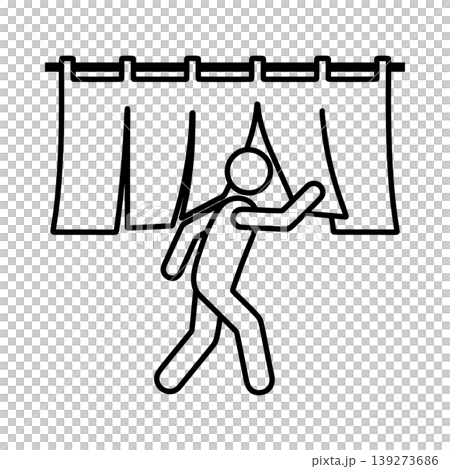 A LINE icon of a person passing through a noren (traditional Japanese curtain). A LINE icon of a person passing through a noren (traditional Japanese curtain). 139273686