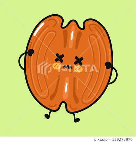Pecan nut character feeling dizzy and unwell Pecan nut character feeling dizzy and unwell 139273970