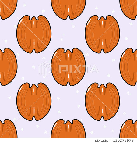Shelled pecan nuts seamless pattern on purple background Shelled pecan nuts seamless pattern on purple background 139273975
