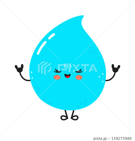 Cute water drop character making rock and roll gesture Cute water drop character making rock and roll gesture 139273980