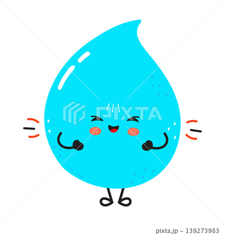 Cute blue water drop showing happy expression 139273983
