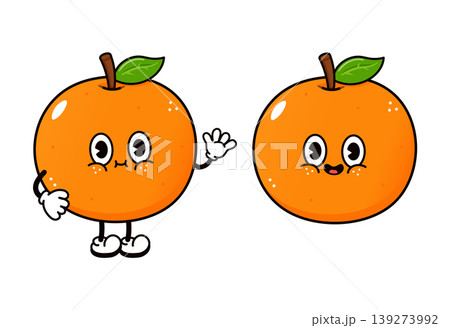 Cute mandarin orange characters with different facial expressions Cute mandarin orange characters with different facial expressions 139273992