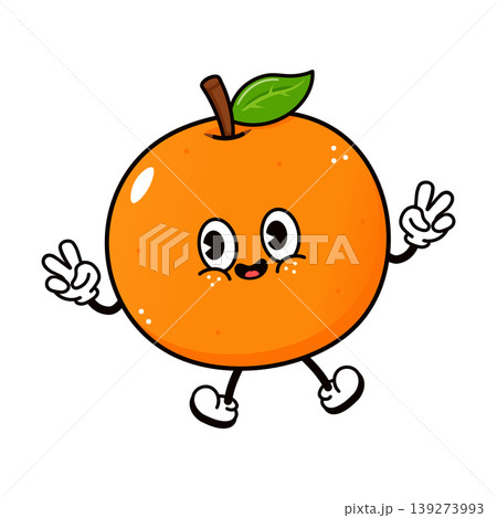 Jumping Mandarin Orange Cartoon Character 139273993