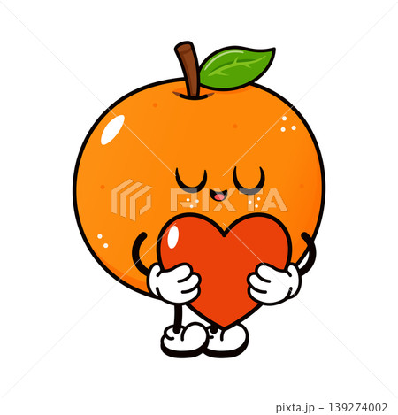Mandarin Orange Character Holding Heart Mandarin Orange Character Holding Heart 139274002