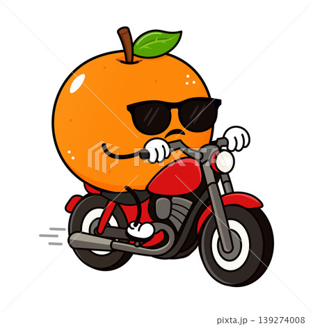 Mandarin Orange Riding Motorcycle Character Mandarin Orange Riding Motorcycle Character 139274008