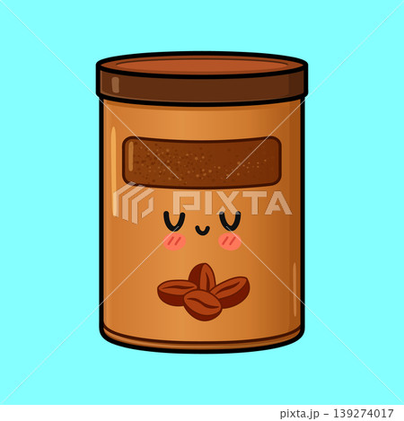 Kawaii coffee container cartoon with smiling face 139274017
