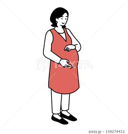 アイソメトリック構図の笑顔の妊婦のイラスト アイソメトリック構図の笑顔の妊婦のイラスト 139274412