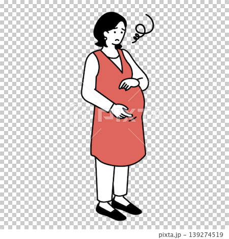 アイソメトリック構図の困った表情の妊婦のイラスト アイソメトリック構図の困った表情の妊婦のイラスト 139274519