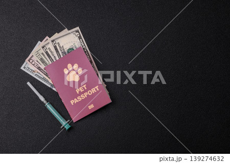 A pet passport is a document for a cat, dog, or other animal. A pet passport 139274632
