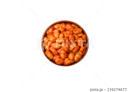 Homemade potato gnocchi with Bolognese sauce, seasoned with salt and spices. Gnocchi with sauce 139274677