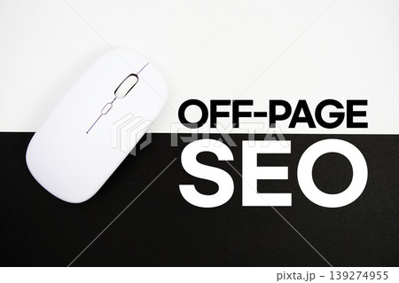 On-Page SEO text and wireless mouse on white and black background On-Page SEO text and wireless mouse on white and black background 139274955