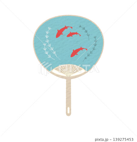 金魚と浮草の涼しげなうちわ 139275453