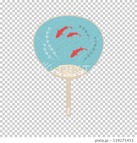 金魚と浮草の涼しげなうちわ 139275453