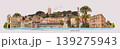 Cannes, France. Panoramic view of the castle and historical buildings of the old town of Cannes - art collage 139275943