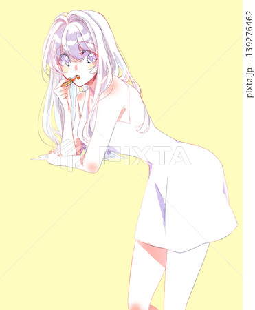 口紅を塗っている女性　線画 139276462