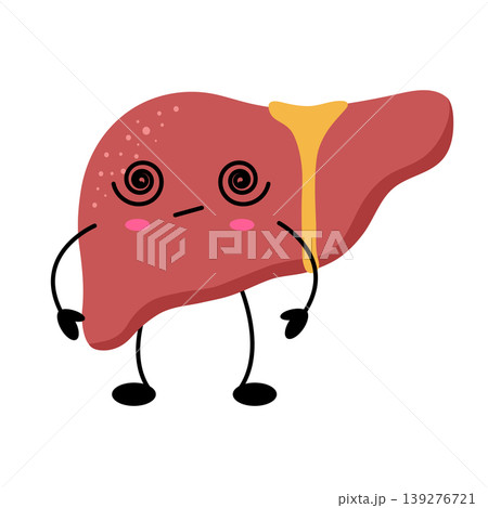 Illustration of a cute cartoon liver with facial features, arms, and legs Illustration of a cute cartoon liver with facial features, arms, and legs 139276721