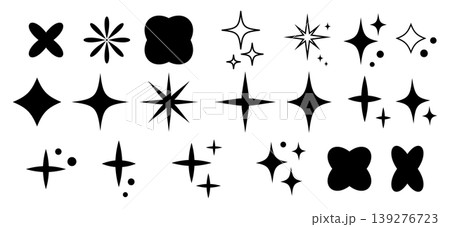 Black glittery stars and sparkles, isolated on white Black glittery stars and sparkles, isolated on white 139276723