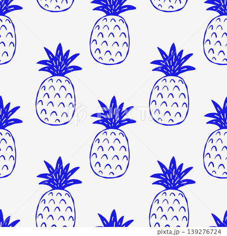 Minimalist pineapple pattern in bold blue Minimalist pineapple pattern in bold blue 139276724
