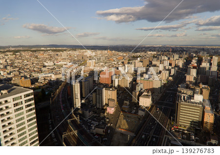 Overview during a cloudy day of the skyline of the city of Sendai, in northern Japan. Overview during a cloudy day of the skyline of the city of Sendai, in northern Japan. 139276783