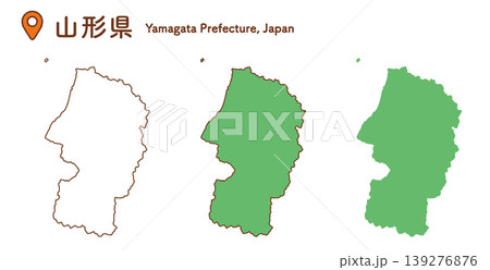 山形県の地図イラストセット｜日本地図・都道府県・教材 139276876