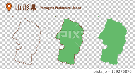 山形県の地図イラストセット｜日本地図・都道府県・教材 139276876