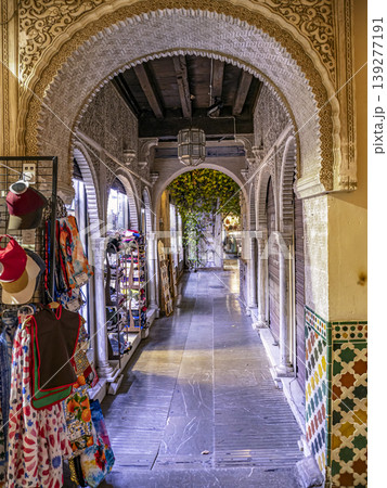 Ornate Moroccan Market Alley With Arched Medina Architecture Ornate Moroccan Market Alley With Arched Medina Architecture 139277191