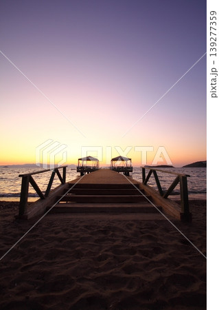 Pier and spectacular sunset in Bodrum 139277359