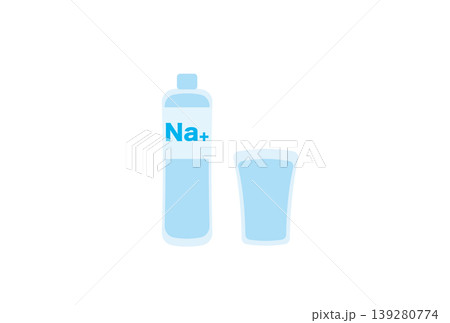 経口補水液のペットボトルとグラスのシンプルなイラスト 経口補水液のペットボトルとグラスのシンプルなイラスト 139280774