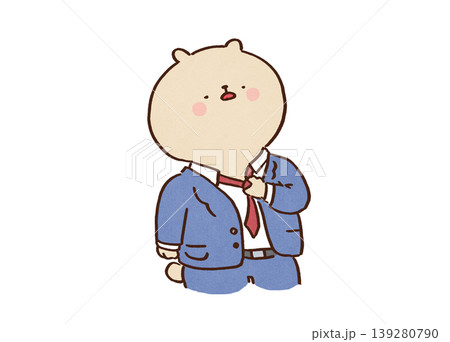 仕事終わりにネクタイを緩めて一息つくクマのイラスト(残業・解放感) 仕事終わりにネクタイを緩めて一息つくクマのイラスト(残業・解放感) 139280790
