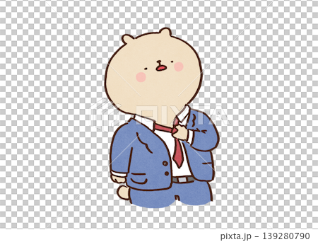 仕事終わりにネクタイを緩めて一息つくクマのイラスト(残業・解放感) 仕事終わりにネクタイを緩めて一息つくクマのイラスト(残業・解放感) 139280790