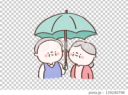 一幅插圖,描繪了一對老年夫婦在雨中撐著同一把傘一起散步(象徵著老年時期的互相扶持和夥伴關係)。 一幅插圖,描繪了一對老年夫婦在雨中撐著同一把傘一起散步(象徵著老年時期的互相扶持和夥伴關係)。 139280796