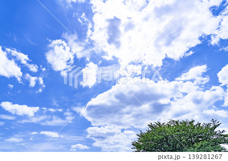 春の青空と雲と新緑 139281267