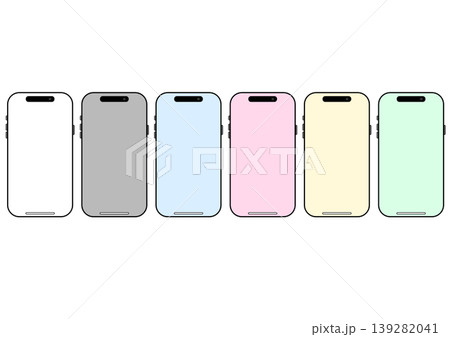 カラフルなスマートフォンアイコンセット シンプルなモバイル端末イラスト素材 カラフルなスマートフォンアイコンセット シンプルなモバイル端末イラスト素材 139282041