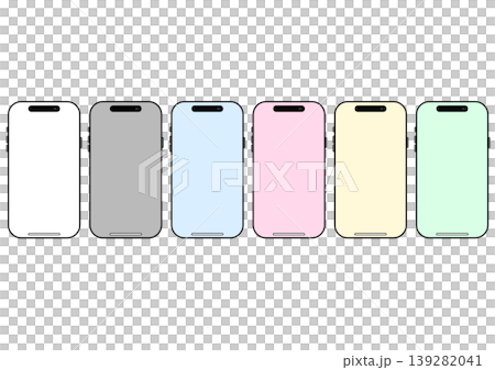 カラフルなスマートフォンアイコンセット シンプルなモバイル端末イラスト素材 カラフルなスマートフォンアイコンセット シンプルなモバイル端末イラスト素材 139282041