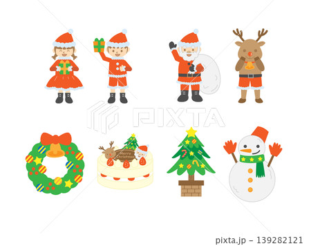クリスマスの人気モチーフを集めた豪華イラストセット クリスマスの人気モチーフを集めた豪華イラストセット 139282121
