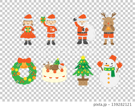 クリスマスの人気モチーフを集めた豪華イラストセット クリスマスの人気モチーフを集めた豪華イラストセット 139282121