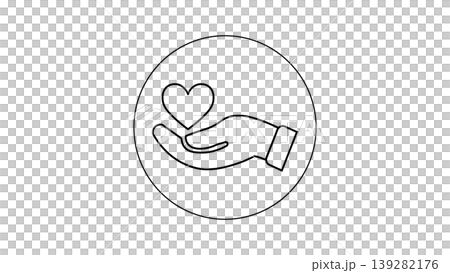 Charity Donation Icon Hand Holding Heart Symbol for Care, Support, Giving and Compassion 139282176