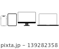 スマートフォン タブレット テレビ パソコンのモノクロ線画アイコンセット シンプルなデジタルデバイス 139282358