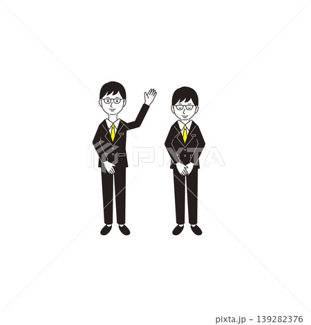ビジネススーツを着て挨拶する男性会社員のイラストセット ビジネススーツを着て挨拶する男性会社員のイラストセット 139282376