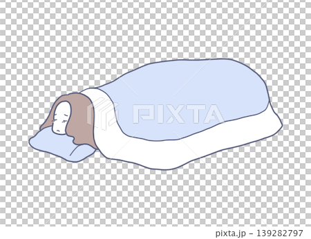 一位女子睡在日式床墊上的插圖 139282797