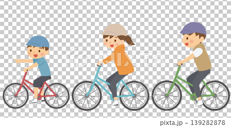 A family of three enjoying cycling A family of three enjoying cycling 139282878