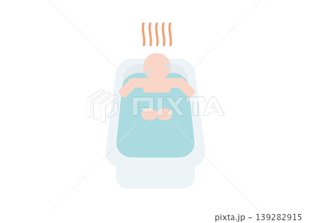 温かい湯船に浸かって汗をかく人のシンプルなイラスト 温かい湯船に浸かって汗をかく人のシンプルなイラスト 139282915