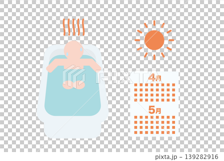 入浴で暑さに慣れる暑熱順化を表すイラスト 139282916