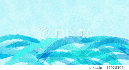 抽象的な水色の波模様の背景デザイン 139283084