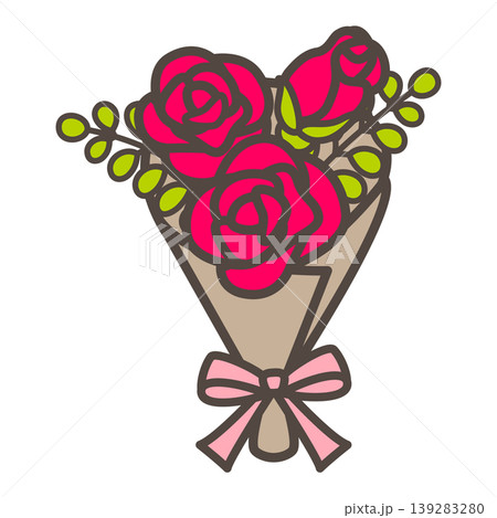 バラの花束 - 誕生日・記念日・お祝い・シンプル線画 139283280