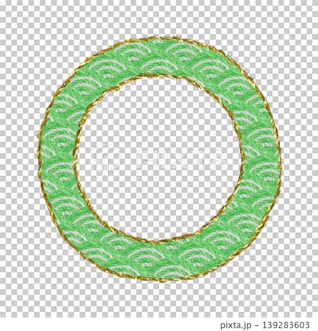 [Japanese-style Seigaiha (wave pattern) frame] Hand-embroidered illustration material 139283603