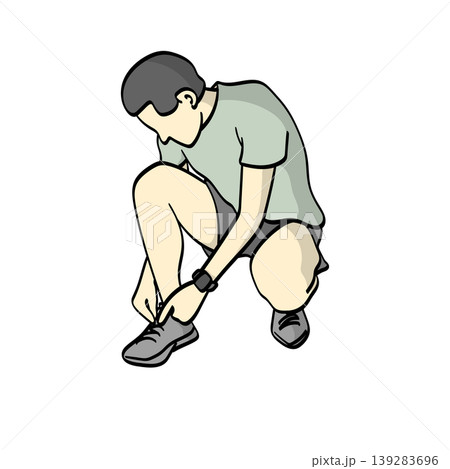 sportsman tying his shoelaces on ground illustration vector isolated on white background sportsman tying his shoelaces on ground illustration vector isolated on white background 139283696
