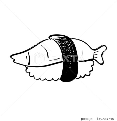 Hand drawn Nigiri Sushi Illustration. Japanese Food Vector Sketch. Hand drawn Nigiri Sushi Illustration. Japanese Food Vector Sketch. 139283740