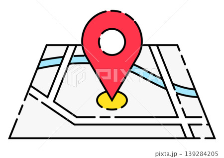 シンプルな地図アプリ風ナビゲーションUIベクター（現在地・ルート案内） 139284205